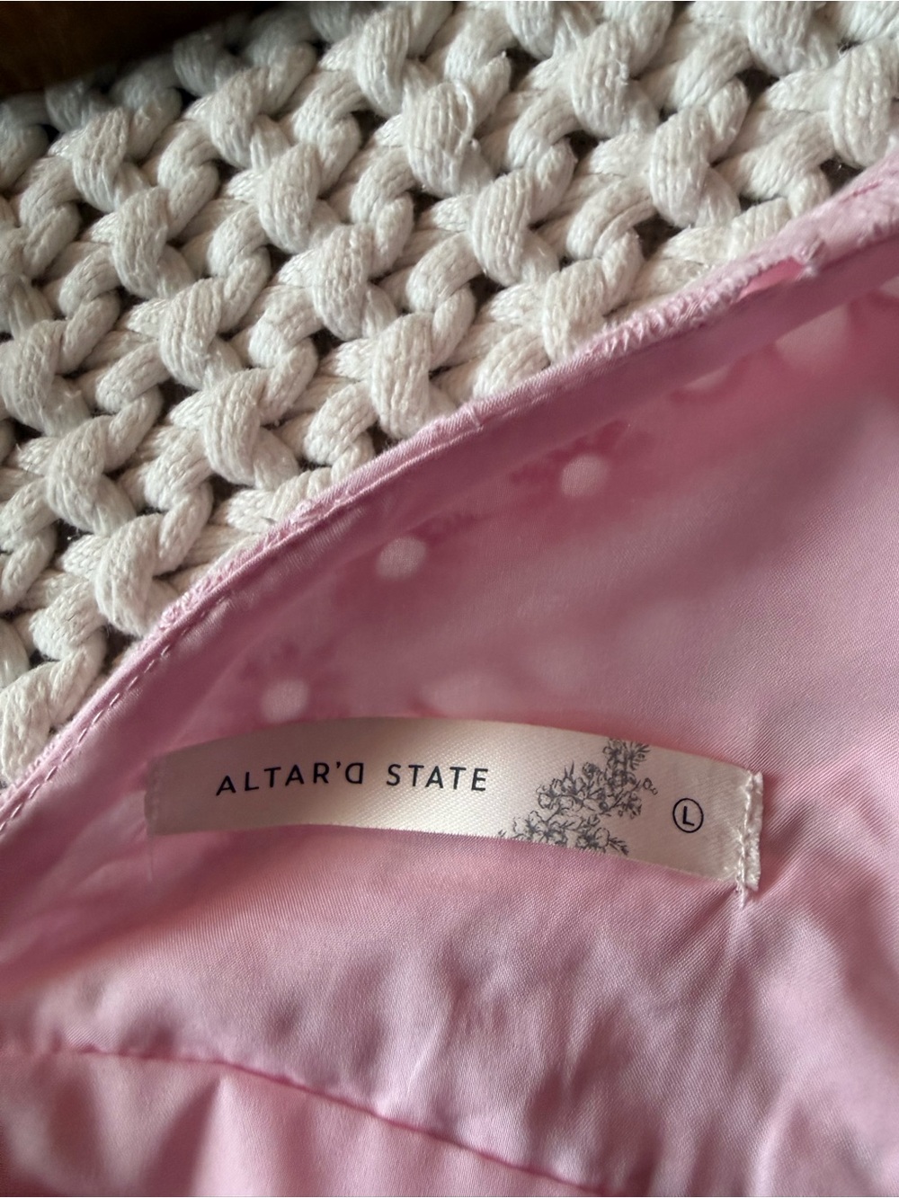 Altar'd State Pink Eyelet Tie-Front Tiered Mini Dress - Picture 4 of 4